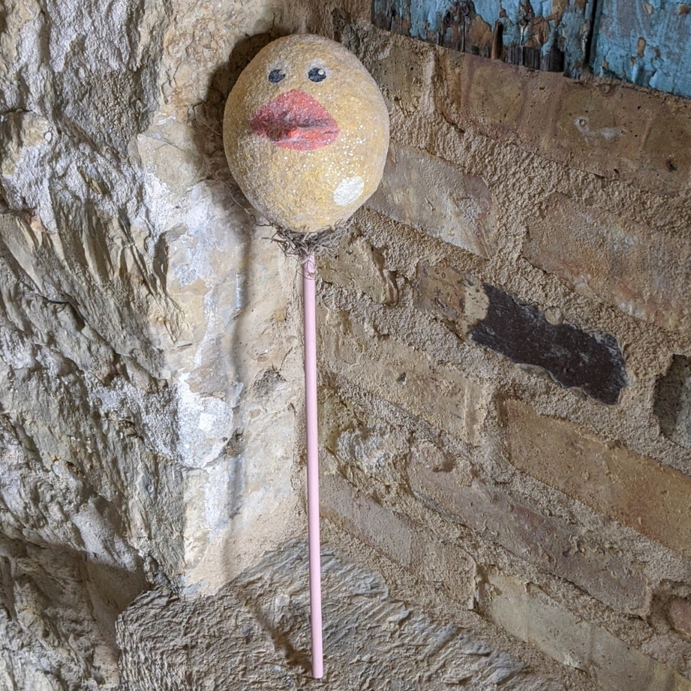 Primitive Artist-Made Folk Art Easter Spring Duck Gourd Shaker Spring Decor